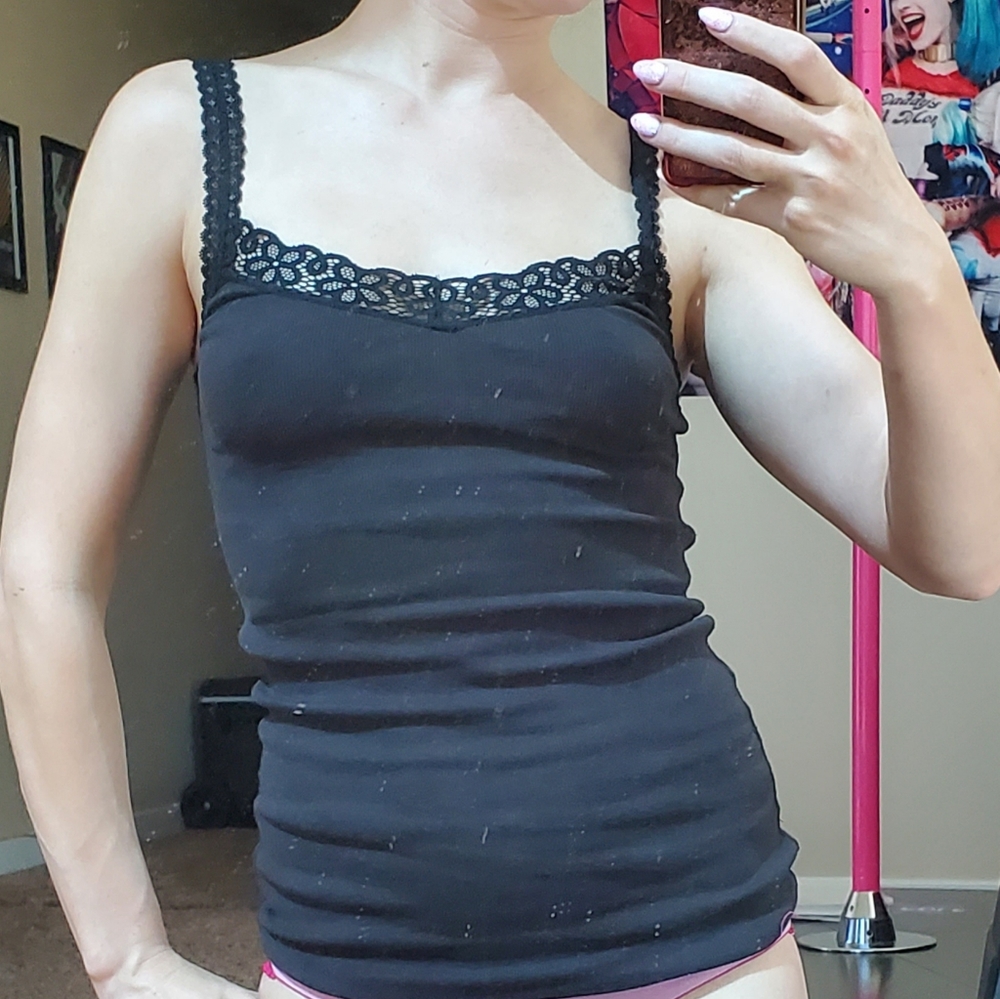 Stretchy black lace tank